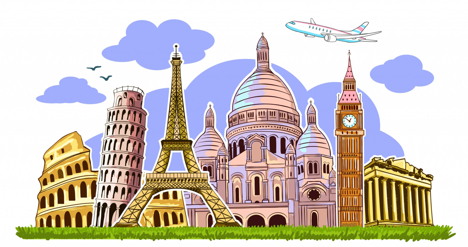 An image of the most known places all over Europe