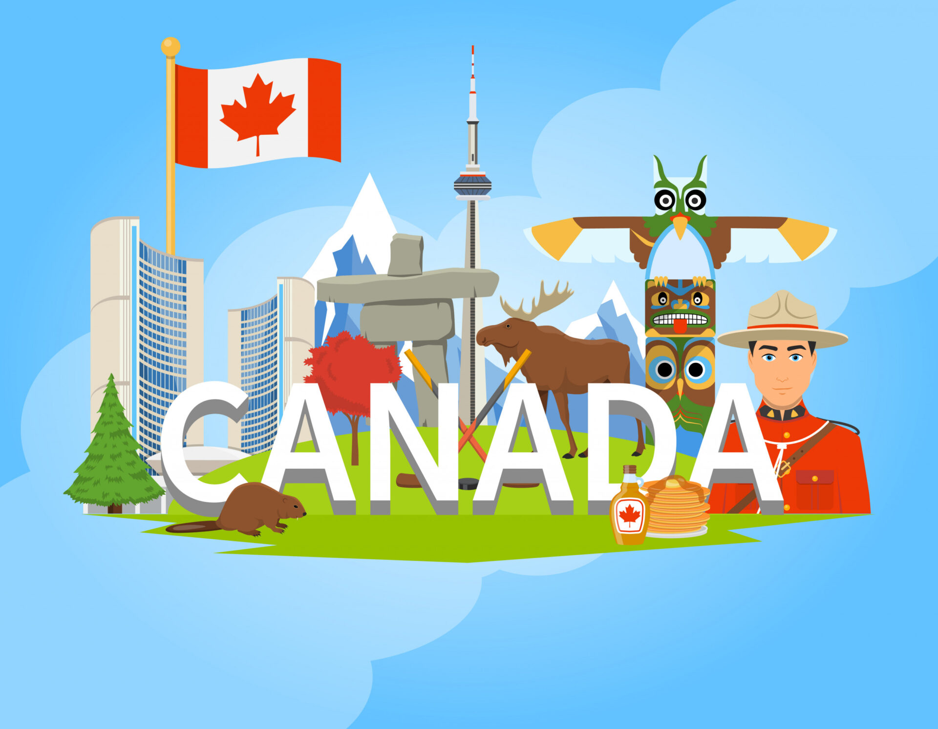 An illustration of Canada and its most known traditions