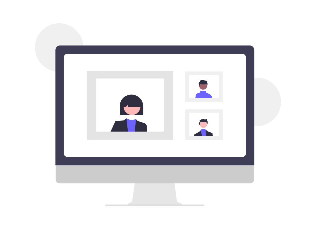 An image of three employees doing a video meeting