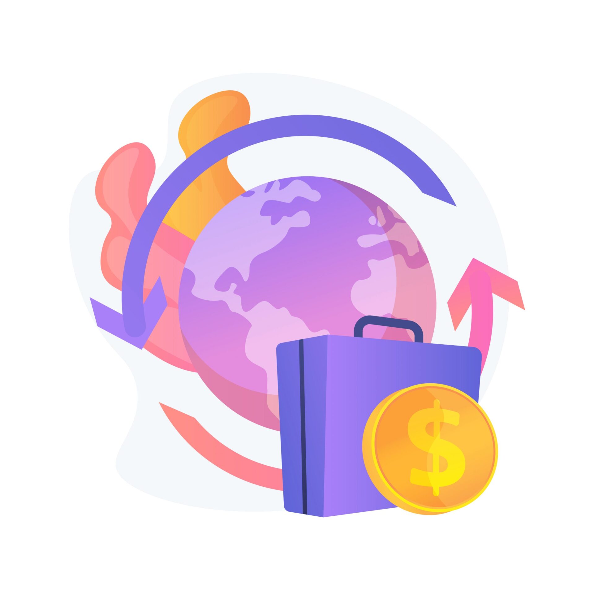 An image of the earth globe and a money icon in front of it