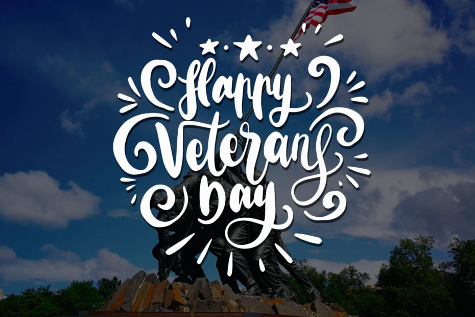 an image with the word Happy veterans day at the middle of it