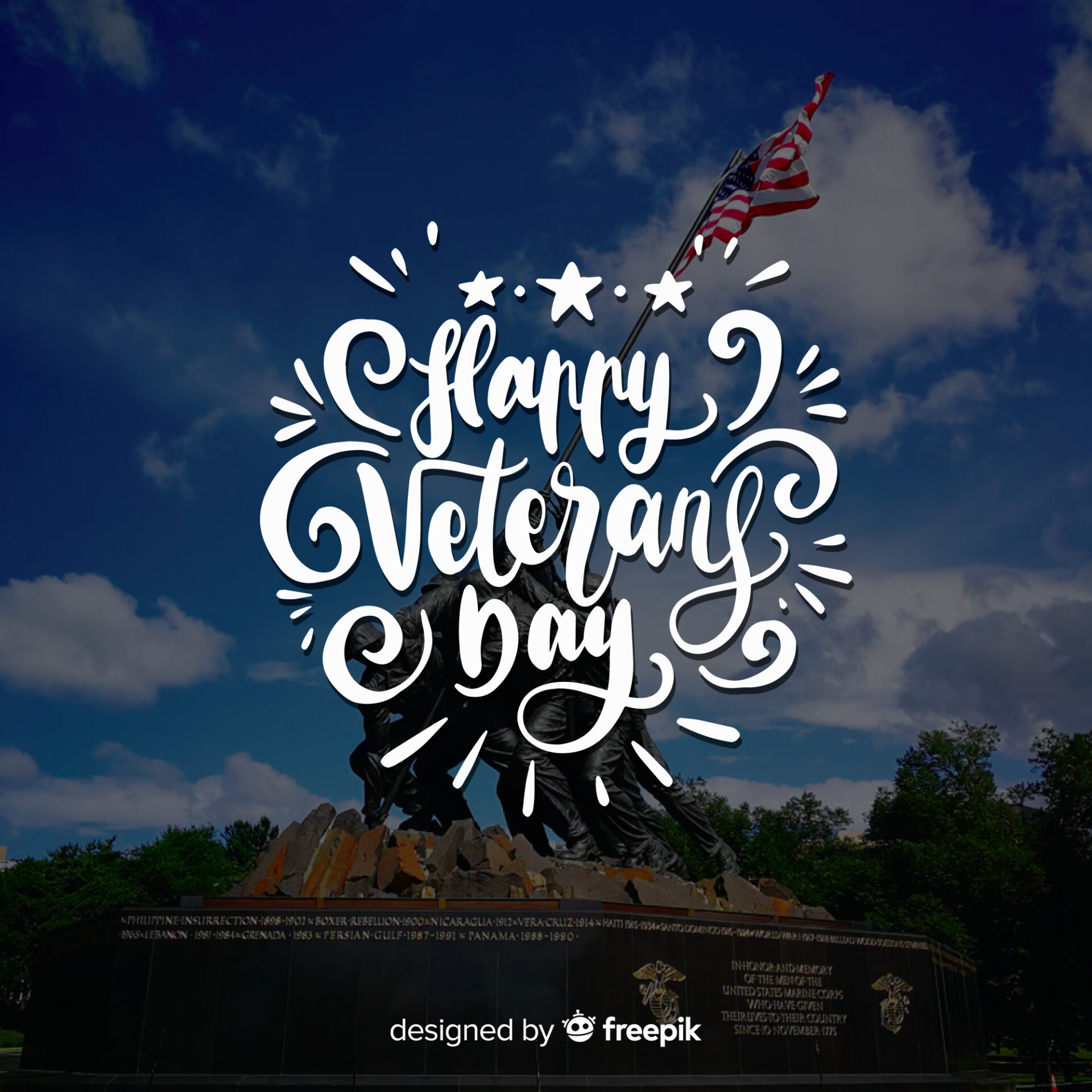 an image with the word Happy veterans day at the middle of it