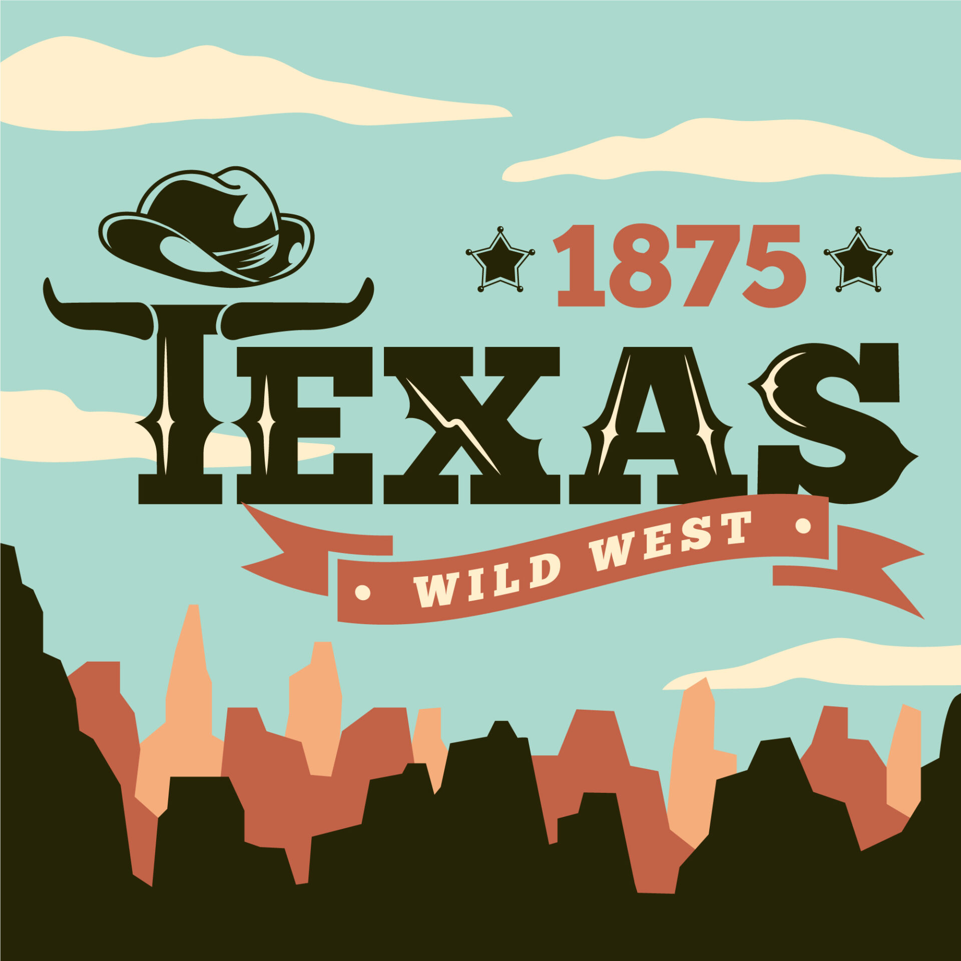 A vector of Texas dessert for the year 1875