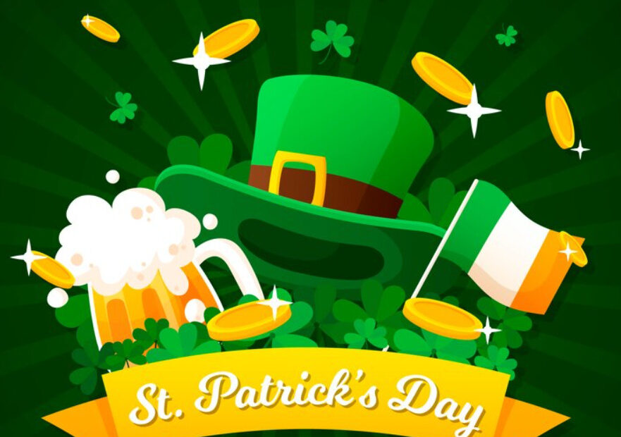An image of Ireland flag, and the most famous tradition of the Ireland people when they celebrate.