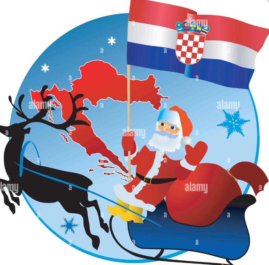 An image of Santa Cloth holding Croatia Flag