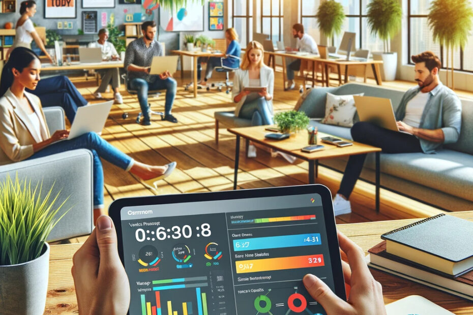An-image-for-an-article-on-employee-vacation-tracking-tools-featuring-a-relaxed-and-cheerful-office-atmosphere.