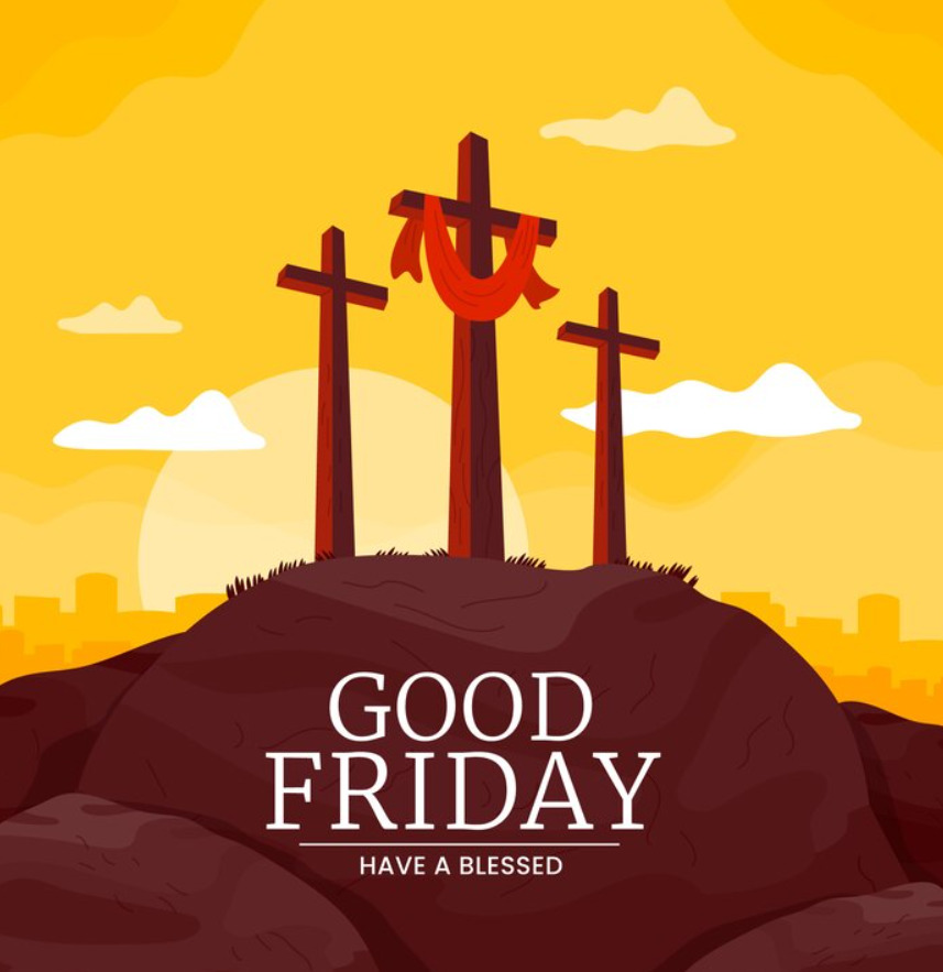 An image of three wooden cross to refer to Good Friday