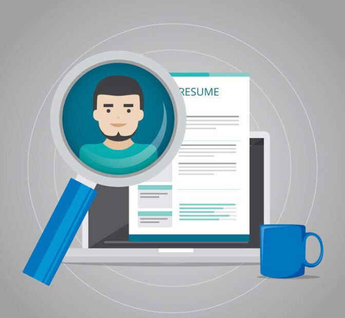 An image of a digital CV with a lens on the candidate Picture