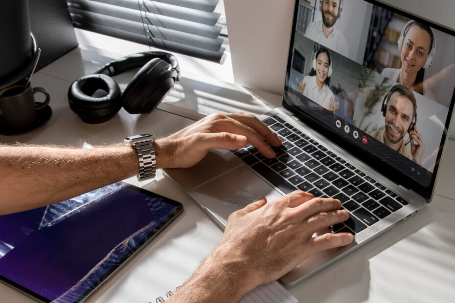 Close up virtual classroom