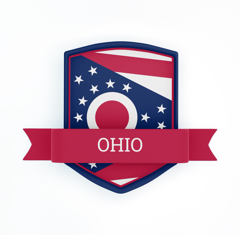 Ohio flag with a white banner