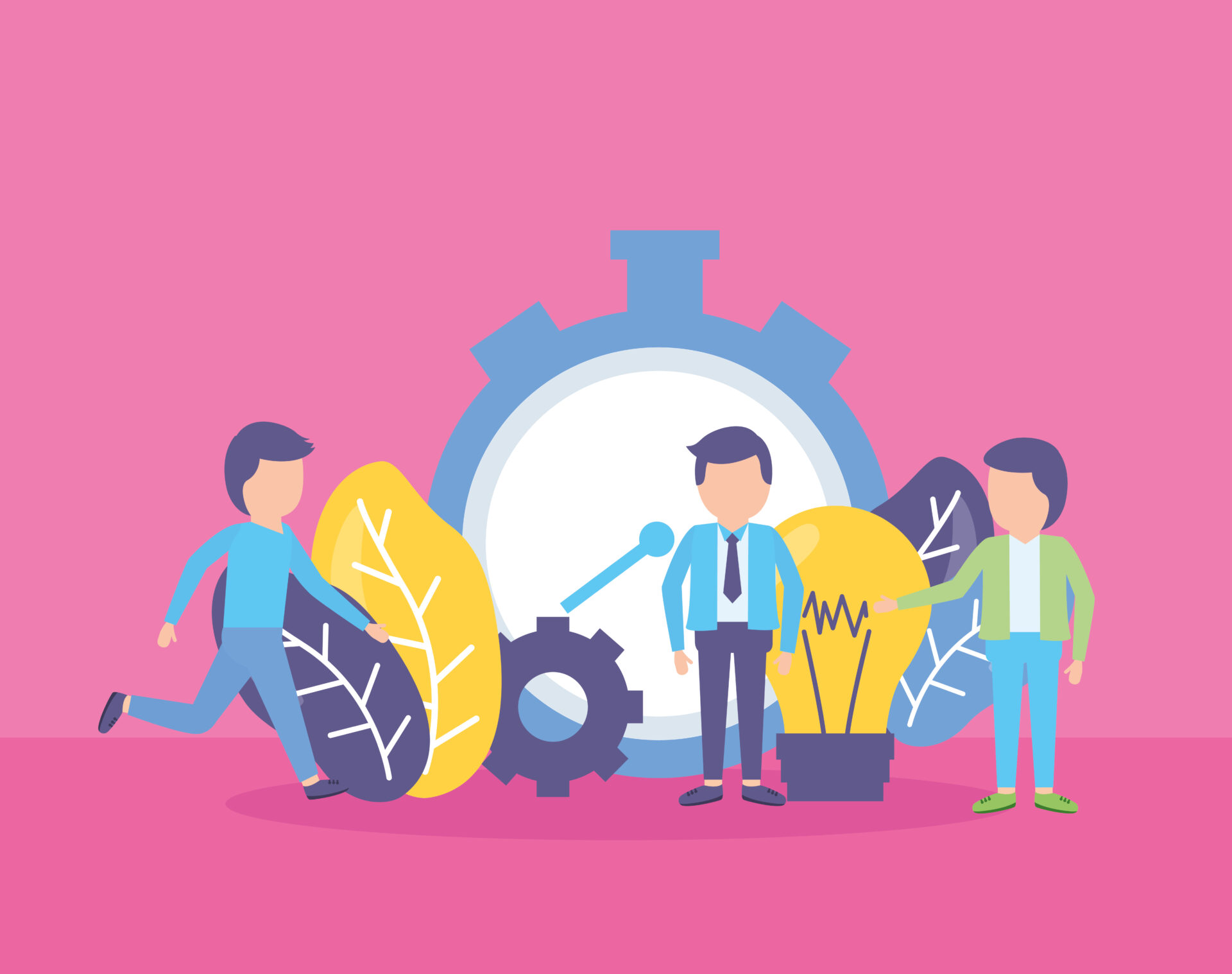 businesspeople clock time creativity work vector illustration