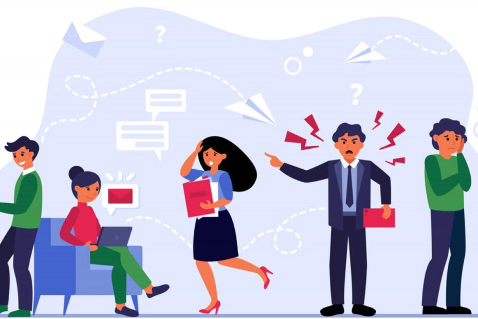 An image of 5 different employees all of them is in a different mode.