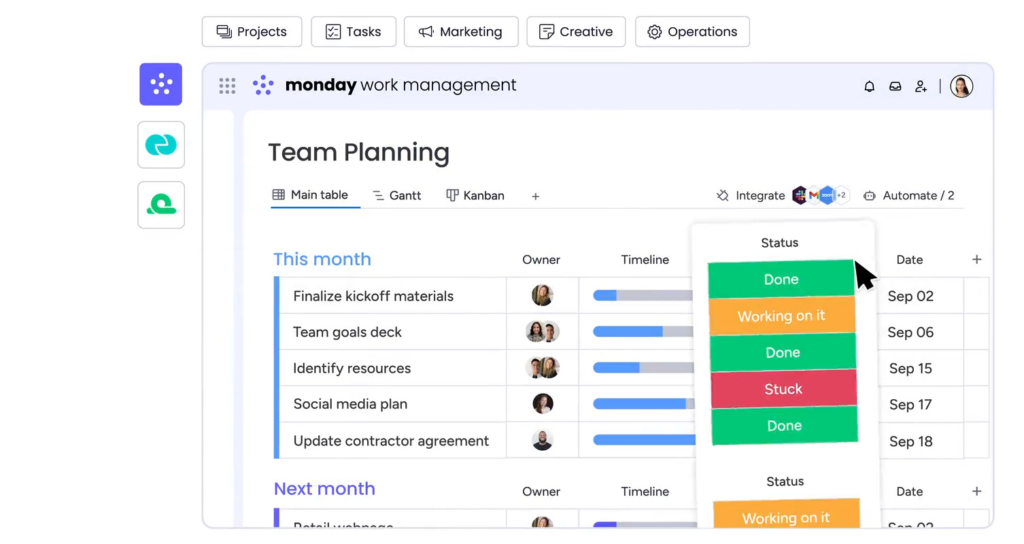 a screenshot from time tracking software called Monday.com