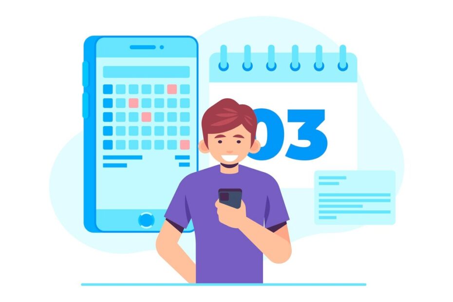 Man submitting a leave request on smartphone illustrated