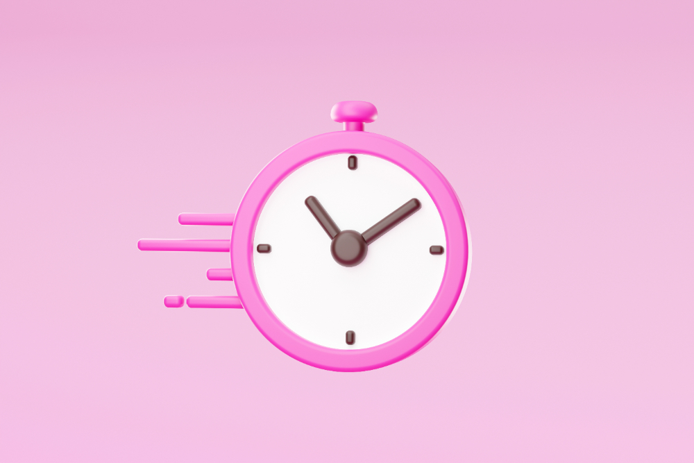 Pink stopwatch icon symbolizing time management and efficiency, representing concepts like employee scheduling software.